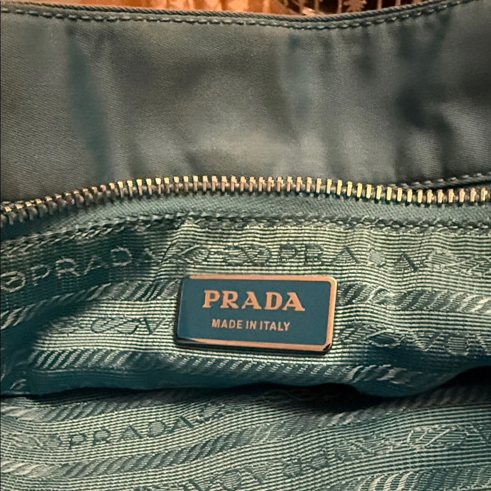 Prada Teal Nylon Tote with Brown Accents - Picture 6 of 8